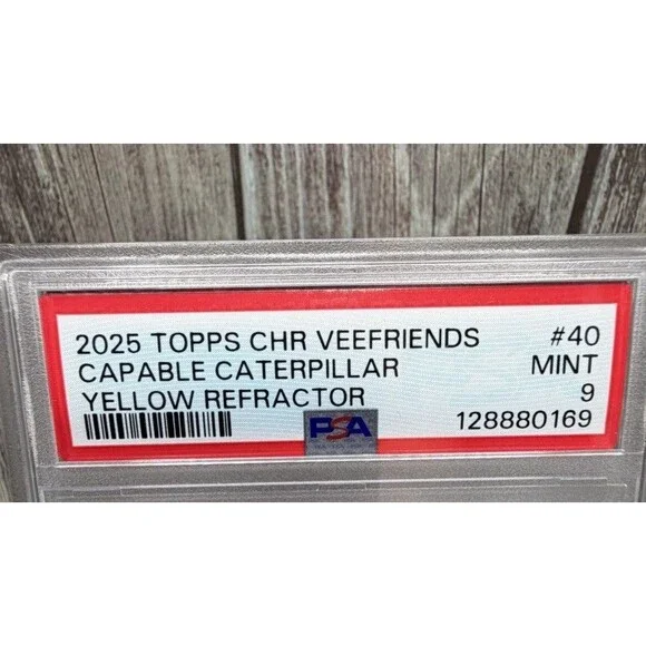 2025 Topps Chrome VeeFriends Capable Caterpillar Yellow Refractor #40 PSA Mint 9